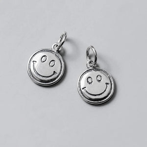 925 Silver Smile Face Round Charms 13mm Dangle Pendants