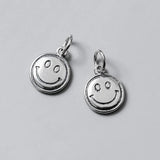 925 Silver Smile Face Round Charms 13mm Dangle Pendants