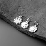925 Silver Smile Face Round Charms 13mm Dangle Pendants