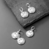 925 Silver Smile Face Round Charms 13mm Dangle Pendants