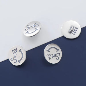 925 Silver Smile Round Button Charms 12mm Bracelets DIY Jewelry Making