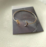 Sterling Silver Star & Moon Bracelet with Zircon Bangle for Women