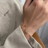 Sterling Silver Star & Moon Bracelet with Zircon Bangle for Women