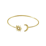 Sterling Silver Star & Moon Bracelet with Zircon Bangle for Women
