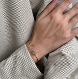 Sterling Silver Star & Moon Bracelet with Zircon Bangle for Women