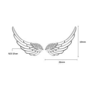 925 Silver Angel Wing Stud Earrings Anniversary Gift