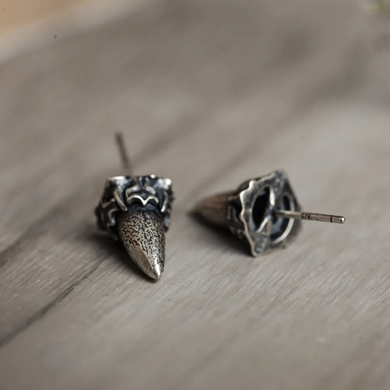 925 Silver Stud Earrings Punk Vintage Jewelry High