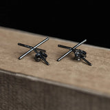 925 Sterling Silver Stud Earrings Punk Vintage Jewelry High