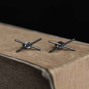 925 Sterling Silver Stud Earrings Punk Vintage Jewelry High