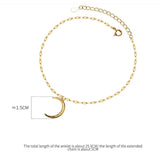 925 Silver Zircon Moon Charm Anklets, 18K Plated Foot Jewelry