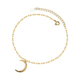 925 Silver Zircon Moon Charm Anklets, 18K Plated Foot Jewelry
