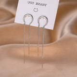 925 Silver Tassel Earrings Moon Ear Clip Wedding Party Jewelry