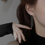 925 Silver Tassel Earrings Moon Ear Clip Wedding Party Jewelry