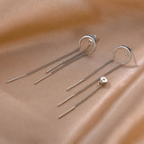 925 Silver Tassel Earrings Moon Ear Clip Wedding Party Jewelry