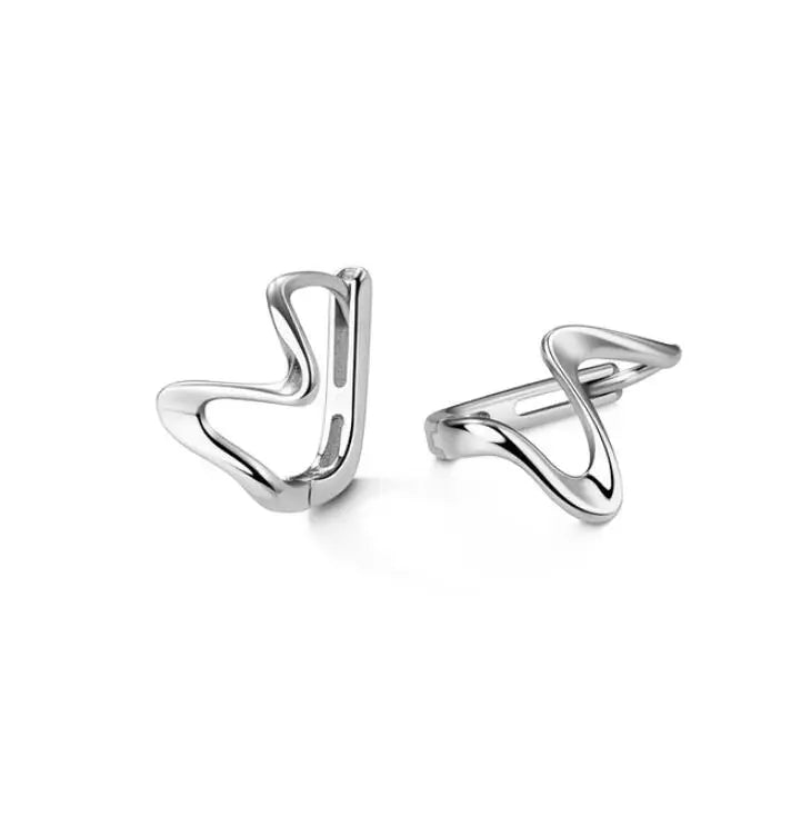 925 Silver Wave Curve Hoop Earring for Women BKEJ093