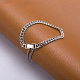 925 Sterling Silver Vintage Tank Chain Bracelet for Women Men
