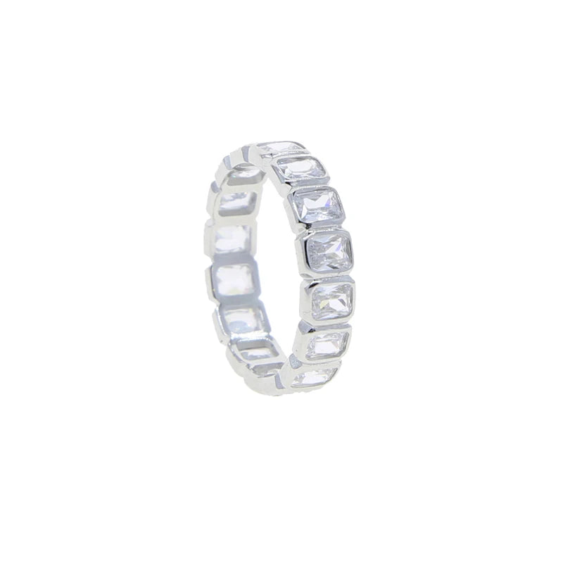 925 Silver CZ Eternity Ring for Women Wedding Jewelry