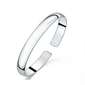 925 Sterling Silver Woman Cuff Bracelet Retro Chain Bangle Party Wedding Jewelry