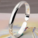 925 Sterling Silver Woman Cuff Bracelet Retro Chain Bangle Party Wedding Jewelry
