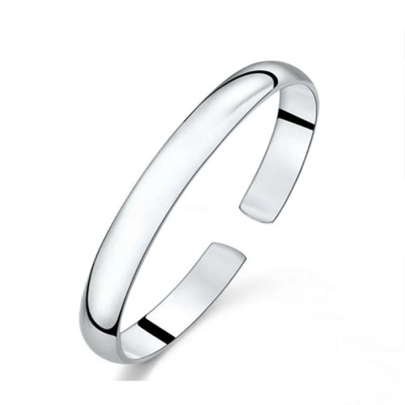 925 Sterling Silver Woman Cuff Bracelet Retro Chain Bangle Party Wedding Jewelry