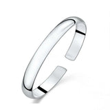 925 Sterling Silver Woman Cuff Bracelet Retro Chain Bangle Party Wedding Jewelry