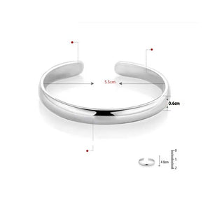 925 Sterling Silver Woman Cuff Bracelet Retro Chain Bangle Party Wedding Jewelry