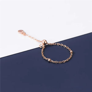 925 Silver Women Adjustable Ring Chain Pretty Non-slip 6-7cm