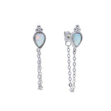 925 Silver Fire Opal Stone Crown Tassel Earrings