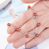 925 Silver Red Garnet Stone Double Layer Bracelet Gift Girls Lady