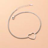 925 Silver Heart Chain Anklet For Wife