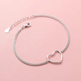 925 Silver Heart Chain Anklet For Wife