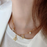 925 Silver Zircon Geometric Clavicle Necklace for Women
