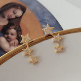 925 Silver Zircon Star/Circle Stud Earrings for Women