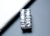 925 Silver Queen Crystal Bracelet Wide Elastic Women's Valentines Gift