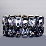 925 Silver Queen Crystal Bracelet Wide Elastic Women's Valentines Gift