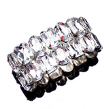 925 Silver Queen Crystal Bracelet Wide Elastic Women's Valentines Gift