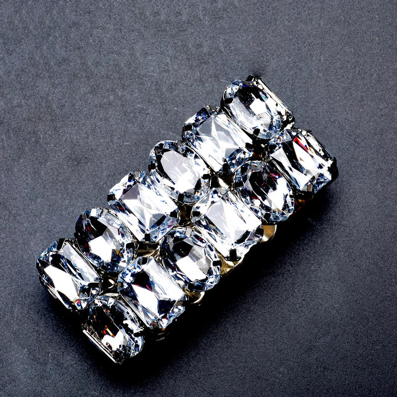 925 Silver Queen Crystal Bracelet Wide Elastic Women's Valentines Gift