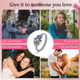 925 Silver Fatima Guardian Retro Band Finger Ring with Cubic Zirconia