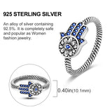 925 Silver Fatima Guardian Retro Band Finger Ring with Cubic Zirconia