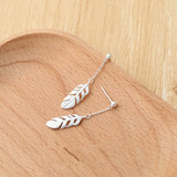 925 Silver Feather Charm Dangle Earrings for Women Girls