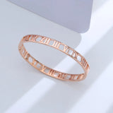 925 Silver Classic Bangle Bracelet for Women - 8mm Roman Numeral Sweet Jewelry