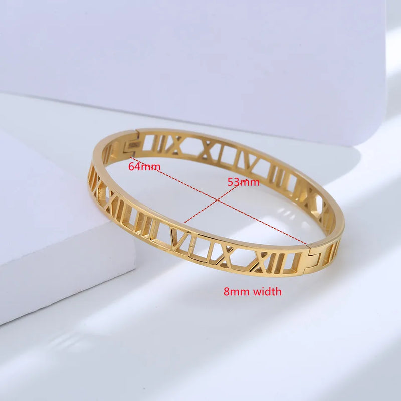 925 Silver Classic Roman Mumeral Bangle Sweet Jewelry