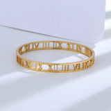 925 Silver Classic Bangle Smooth Roman Numeral Sweet Bracelet for Women