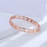 925 Silver Classic Bangle Smooth Roman Numeral Sweet Bracelet for Women