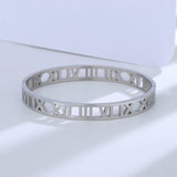 925 Silver Classic Bangle Smooth Roman Numeral Sweet Bracelet for Women
