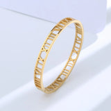 925 Silver Classic Bangle Smooth Roman Numeral Sweet Bracelet for Women
