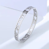 925 Silver Classic Bangle Smooth Roman Numeral Sweet Bracelet for Women