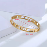 925 Silver Classic Bangle Smooth Roman Numeral Sweet Bracelet for Women
