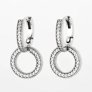 925 Silver Classic Double Circle Earrings for Women