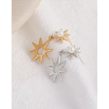 925 Silver Mesh Red French Star Pearl Earrings
